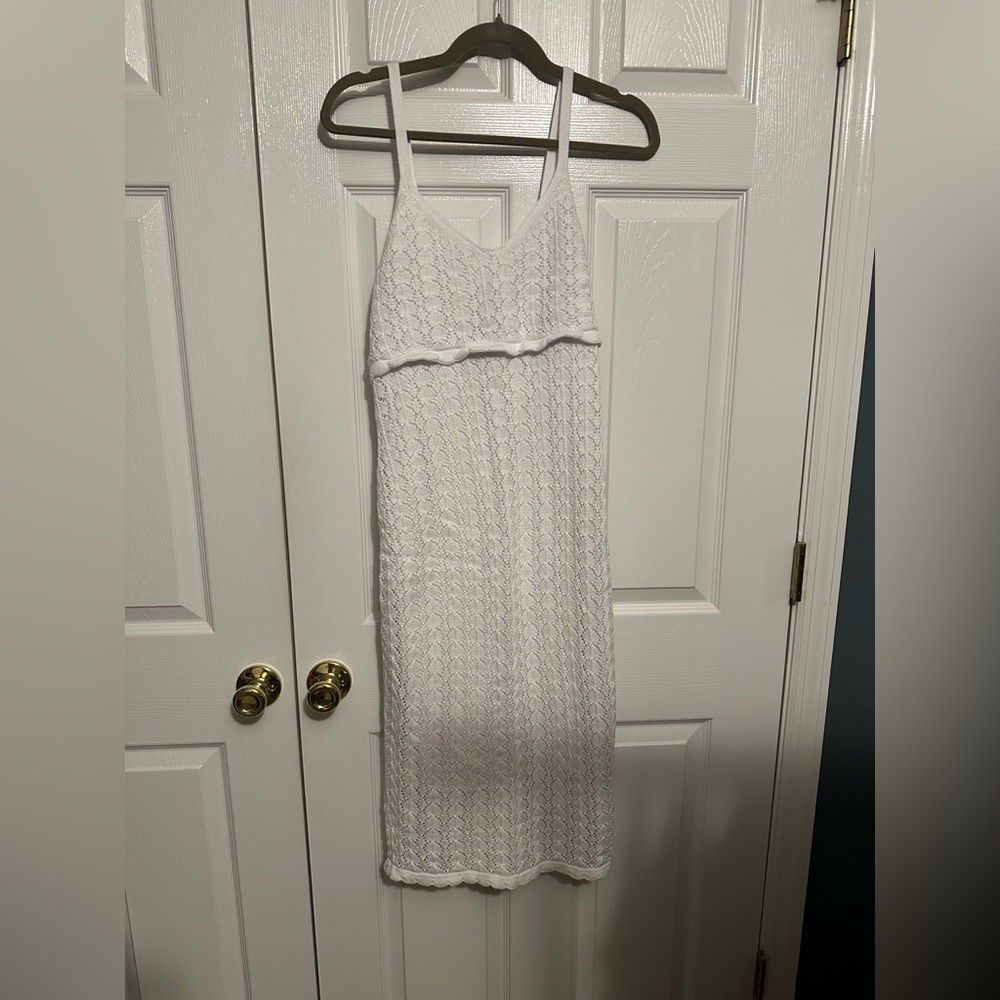 NWT 525 America White crochet Sweater Midi Dress